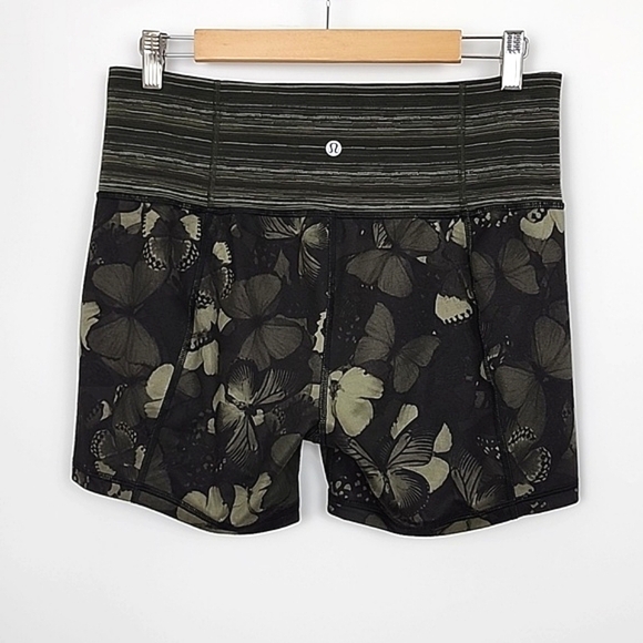 Lululemon Biggie So Fly Butterfly Fatigue Green Training Short 5" Inseam Size 10 - Picture 2 of 11